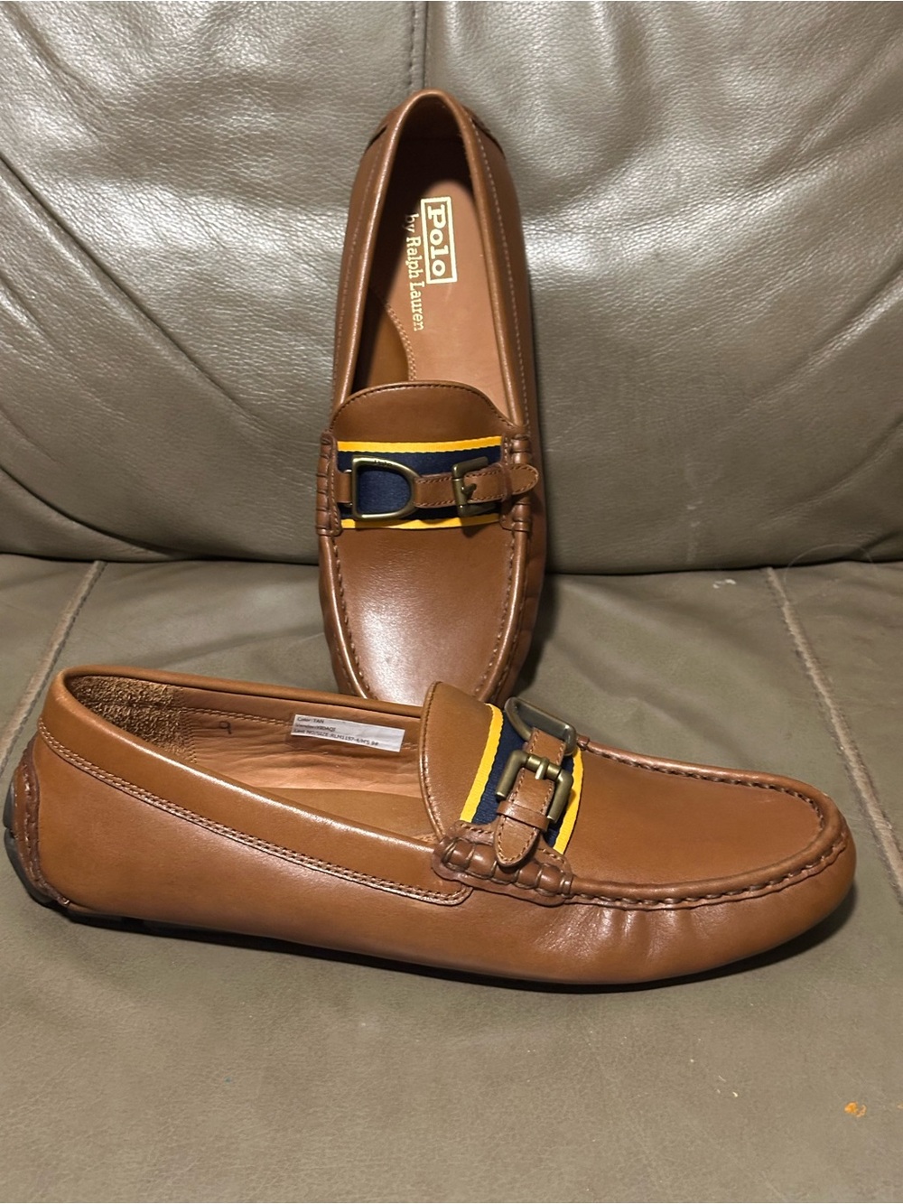 Polo Ralph Lauren Anders Leather Driving Loafers Tan Brown Men’s 9 Horsebit